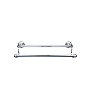 Top Knobs ED9PCD Edwardian Bath 26 1/2" Wall Mount Plain Backplate Double Towel Bar in Polished Chrome