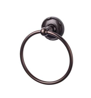 Top Knobs ED5ORBE Edwardian Bath 7" Wall Mount Ribbon Backplate Towel Ring in Oil Rubbed Bronze