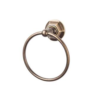 Top Knobs ED5GBZB Edwardian Bath 7" Wall Mount Hex Backplate Towel Ring in German Bronze